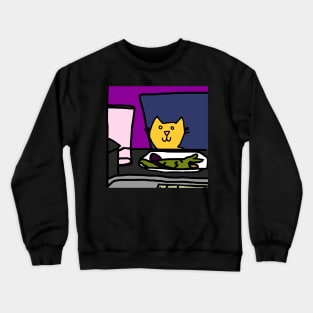 Cat at a table Crewneck Sweatshirt